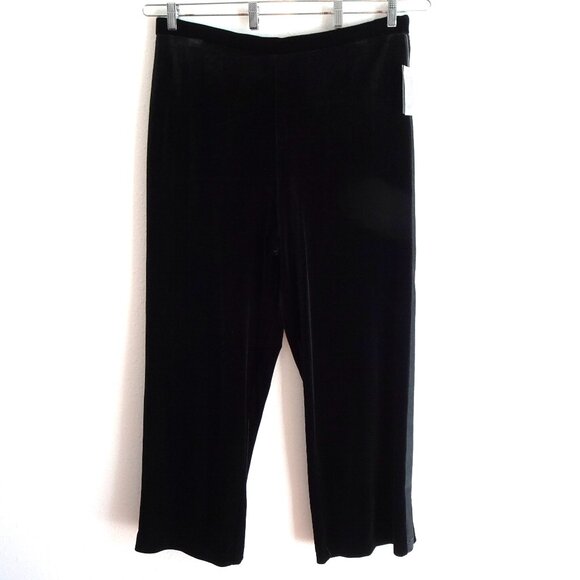 Alex Evenings Velvet Pants Women's Plus Size 2X Black Tuxedo Stripe Straight Leg - Picture 2 of 10